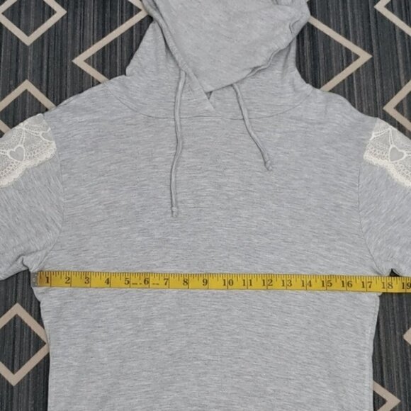 NWT FLORA NIKROOZ gray lace loungewear hoodie sweatshirt - Picture 14 of 16